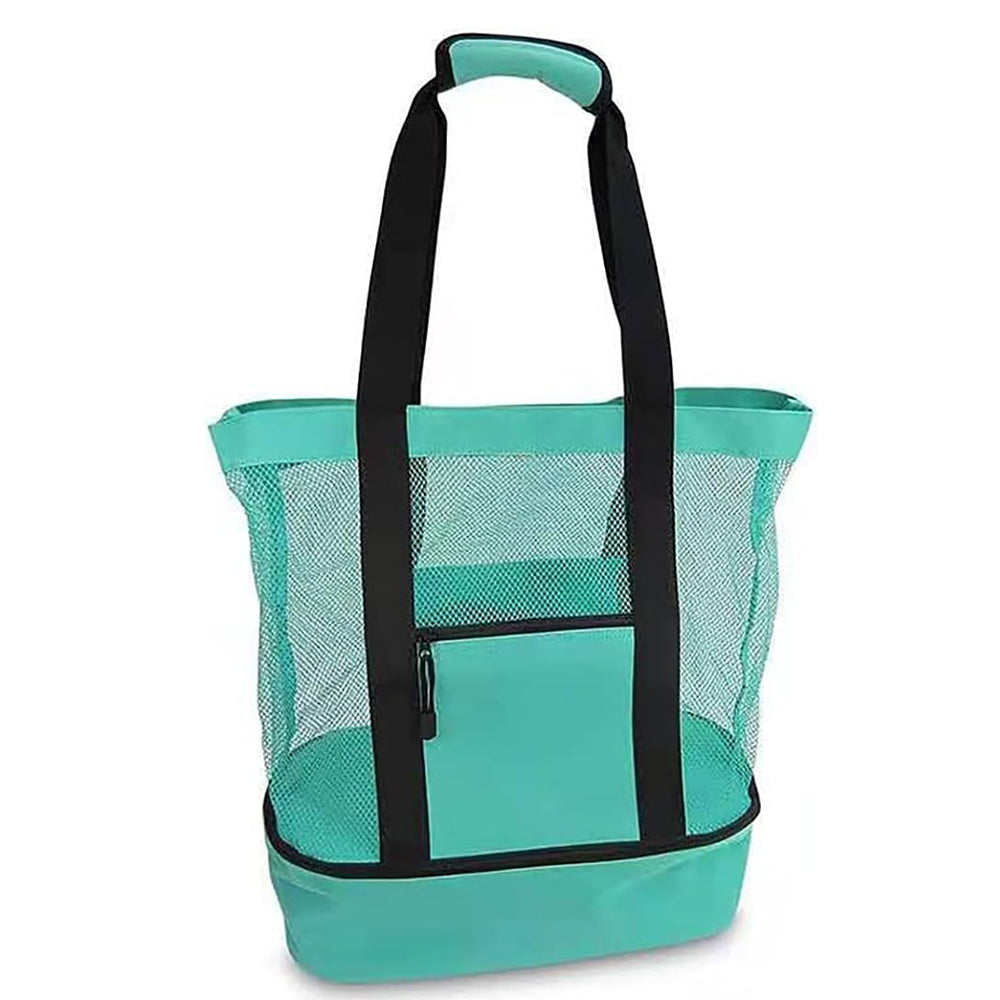 Vibe Geeks 2 in 1 Mesh Beach Tote Bag with Insulated Cooler - Black