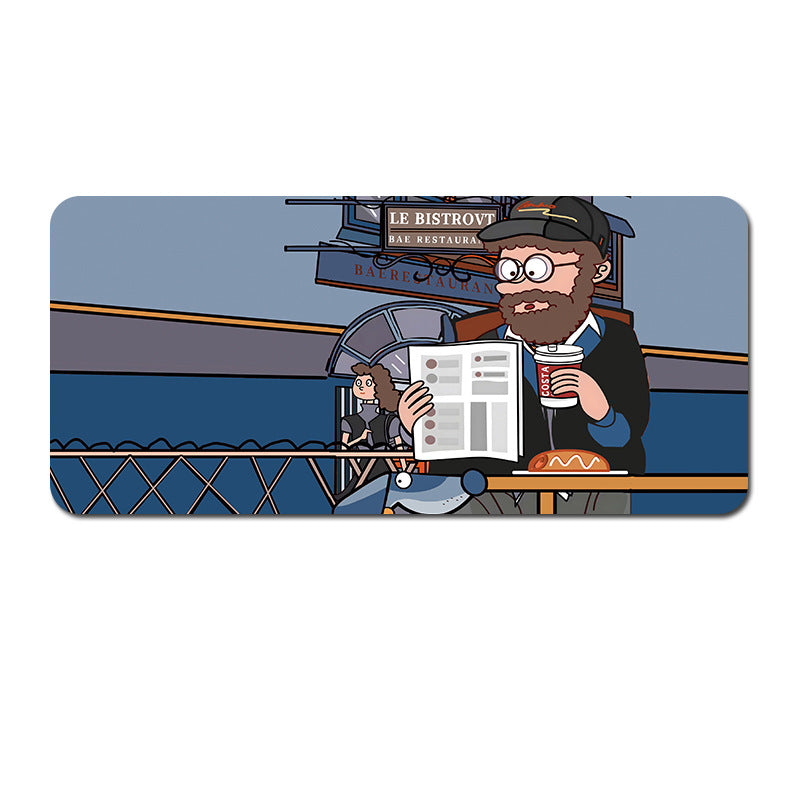 (80x30x0.4cm) Computer Desk Mat - Big Beard Uncle Series, Smooth Gaming Surface - Style 2